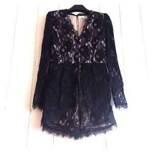 Lace black and tan romper